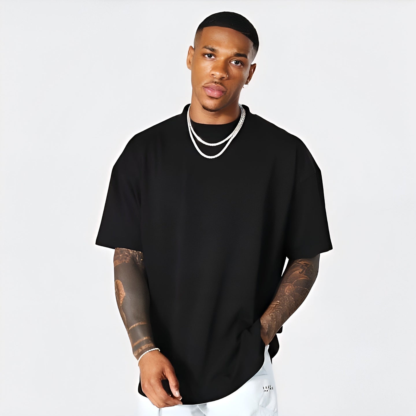 Premium Black Drop Shoulder Oversized Men's T-Shirt